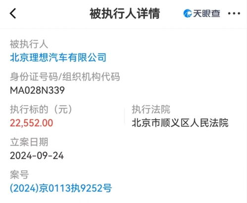 北京理想汽車關聯公司被列為被執行人，業內關注其商務信息咨詢業務